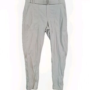 Athleta Belted Trekkie Pant Size 8x27 Beige Travel Hike Adjustable Hem Zip Ankle